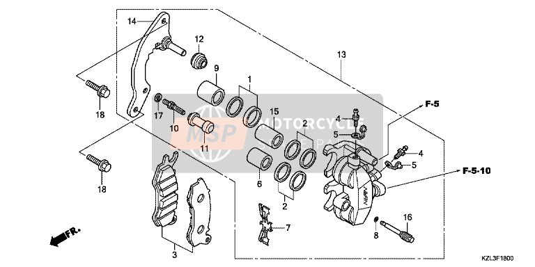 Honda NSC110 2014 Pinza de freno delantero para un 2014 Honda NSC110